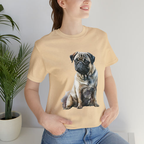 Loving Pug in Watercolor - Short Sleeve Tee